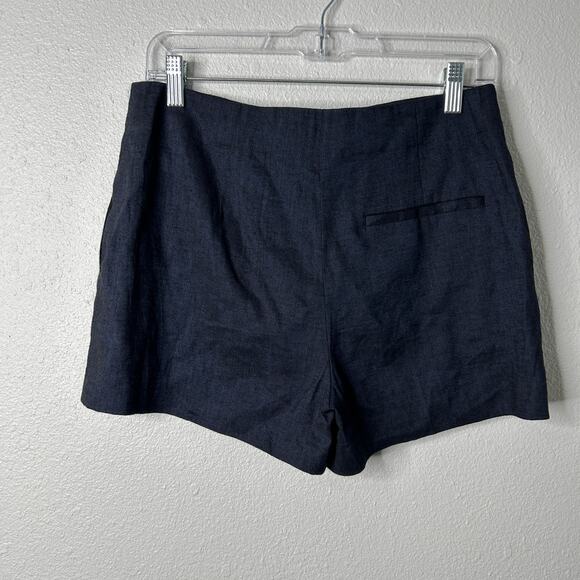 Theory Eco Sharkskin Linen Blend Mini Shorts Women’s Size 4 Navy Melange - Picture 4 of 6